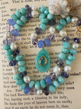 Load image into Gallery viewer, Amazonite Pear Pendant with Blue Topaz Bezel Pendant Necklace