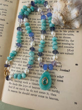 Load image into Gallery viewer, Amazonite Pear Pendant with Blue Topaz Bezel Pendant Necklace
