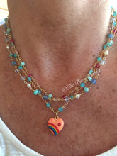 Carica l&#39;immagine nel visualizzatore di Gallery, Vintage Acrylic Rainbow Heart Necklace with Sapphires
