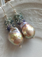 Load image into Gallery viewer, Pondslime Baroque Pearls with Sapphire Earrings