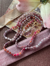 Cargar imagen en el visor de la galería, Reserved for J- Carved Tourmaline Leaf Pendant and Spinel Necklace