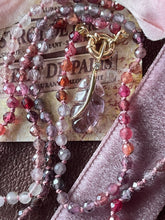 Cargar imagen en el visor de la galería, Reserved for J- Carved Tourmaline Leaf Pendant and Spinel Necklace