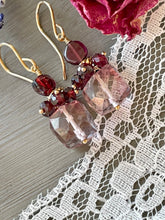 Load image into Gallery viewer, Pink Quartz Cube Earrings Cherry Cordial